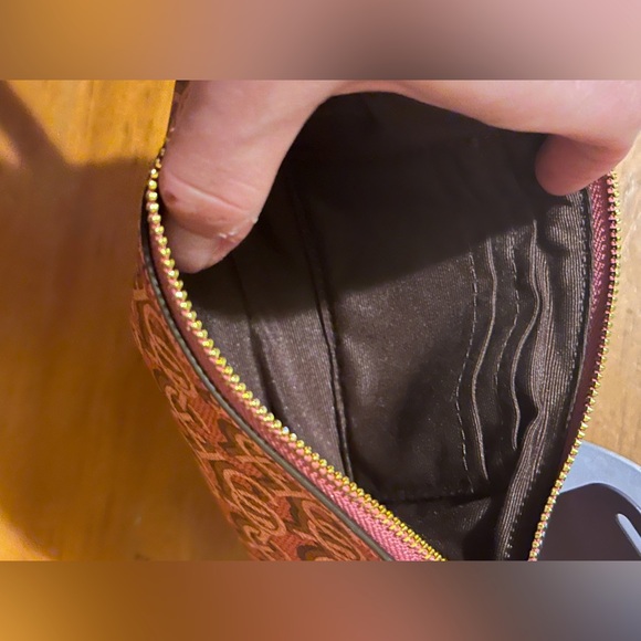 Coach Women’s Small Corner Zip Wristlet with Coach Monogram Print | Rouge - Picture 9 of 16